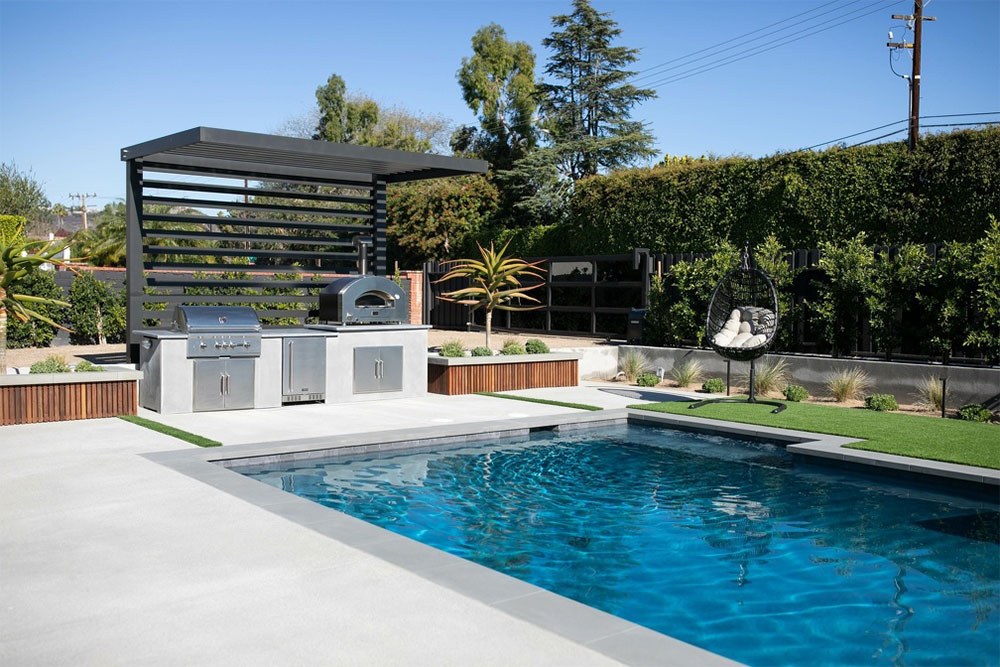 Outdoor kitchen next to pool deck, some of our exterior remodeling near Ventura, California.