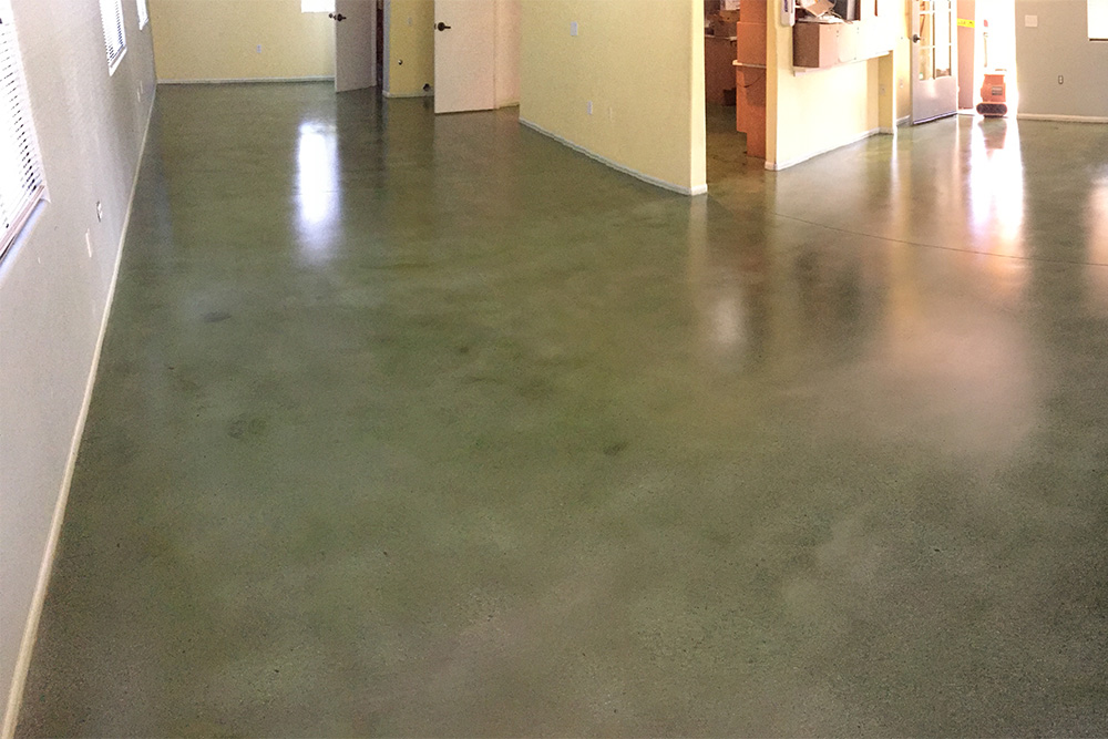 Interior of room with floor with our concrete staining near Oak Park, California.